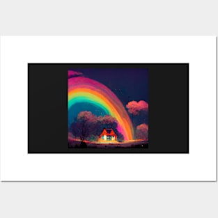 magical rainbow house Posters and Art